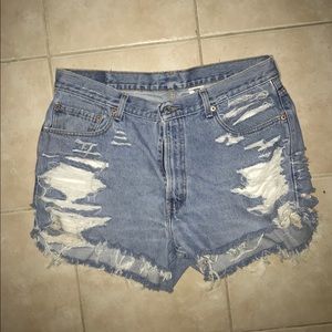 Levi’s ripped denim shorts